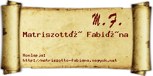 Matriszottó Fabiána névjegykártya